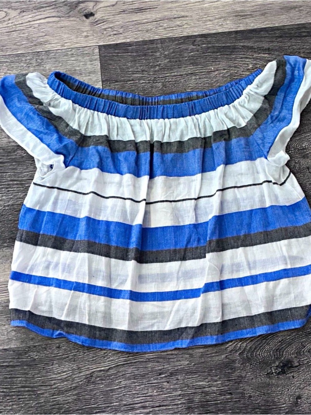 Blue & White Striped Off-Shoulder Top